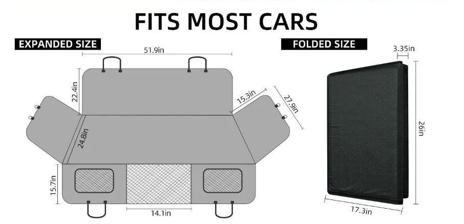 FurFort™ Backseat Cover/Extender for Dogs (Hard Bottom)